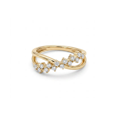 Luxe Crossover Fashion Yellow Gold & Diamond Ring