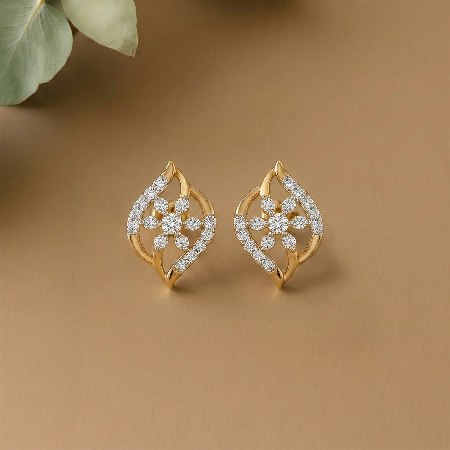 Radiant Dawn Studs Yellow Gold & Diamond Earrings