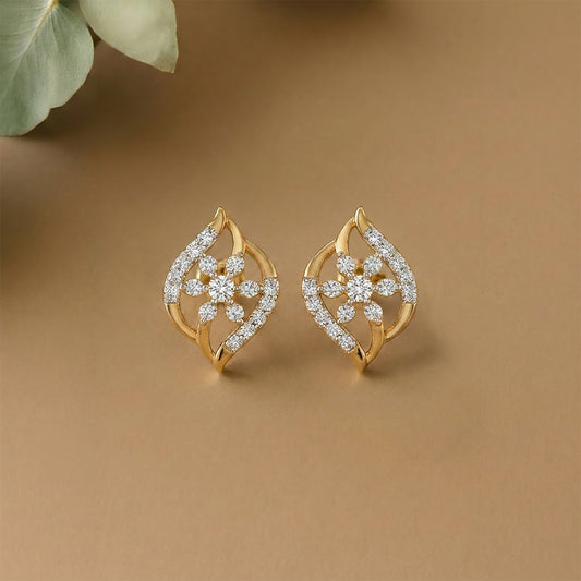 Radiant Dawn Studs Yellow Gold & Diamond Earrings