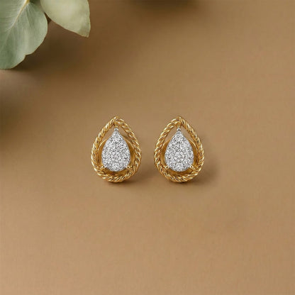 Pear Grace Studs Yellow Gold & Diamond Earrings