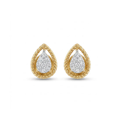 Pear Grace Studs Yellow Gold & Diamond Earrings