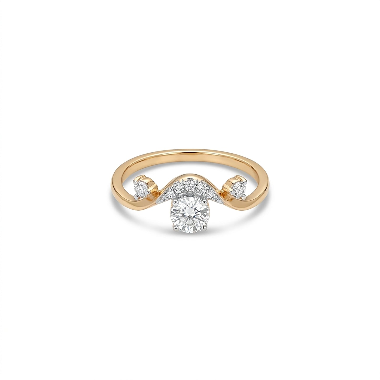 Luxe Chevron Fashion Yellow Gold & Diamond Ring