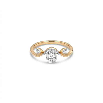 Luxe Chevron Fashion Yellow Gold & Diamond Ring