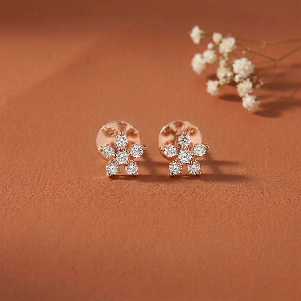 Blossom Dream Studs Rose Gold & Diamond Earrings