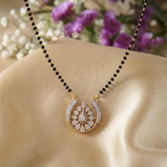 Studded Drop 9kt Diamond Mangalsutra Pendant