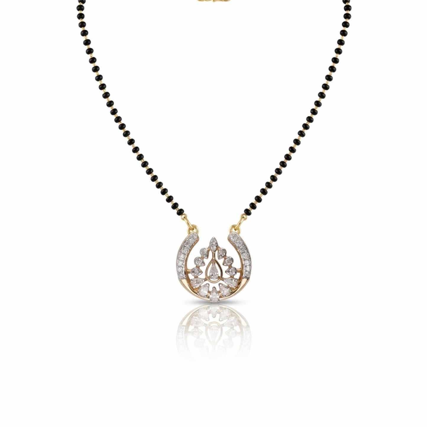 Studded Drop 9kt Diamond Mangalsutra Pendant