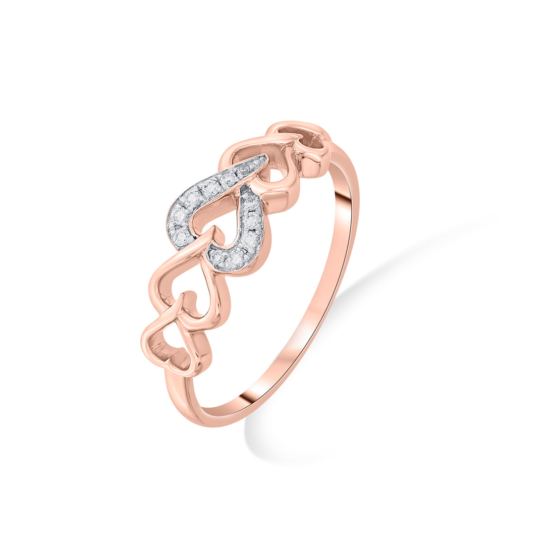 Heart Harmony Diamond & Gold Fashion Ring for Women