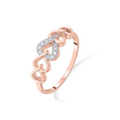Heart Harmony Diamond & Gold Fashion Ring for Women