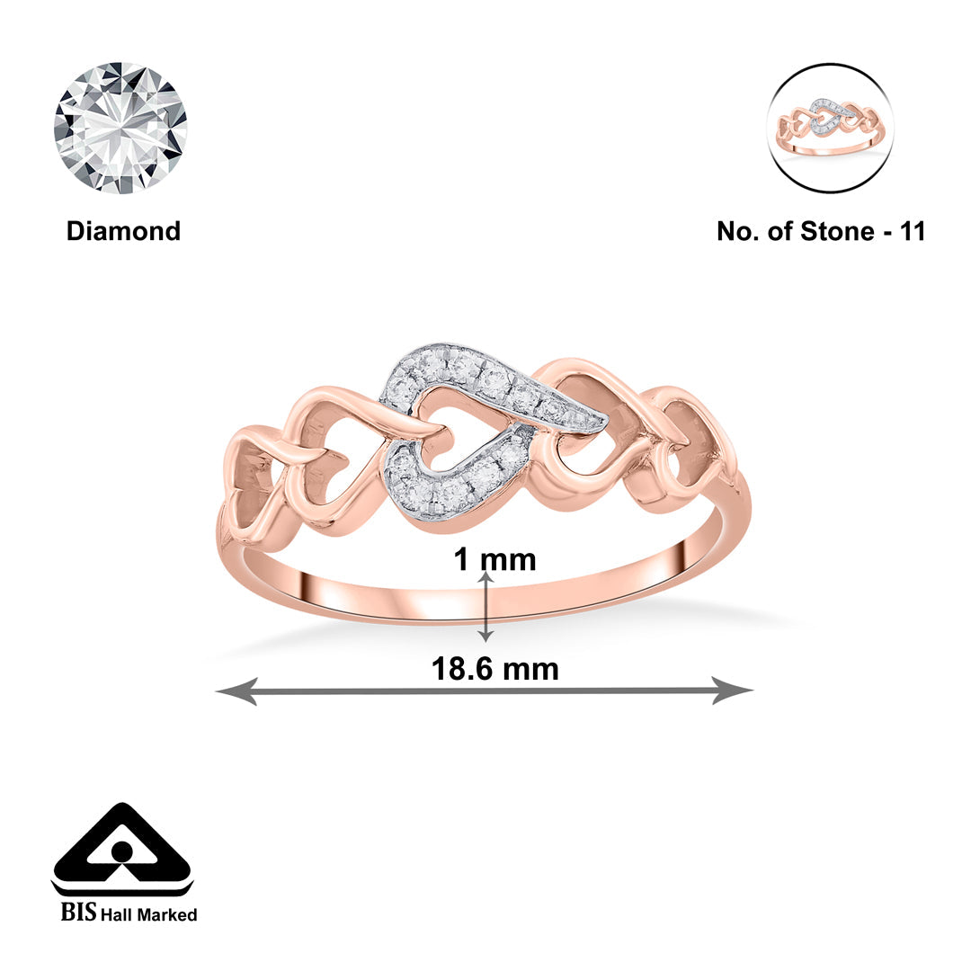 Heart Harmony Diamond & Gold Fashion Ring for Women