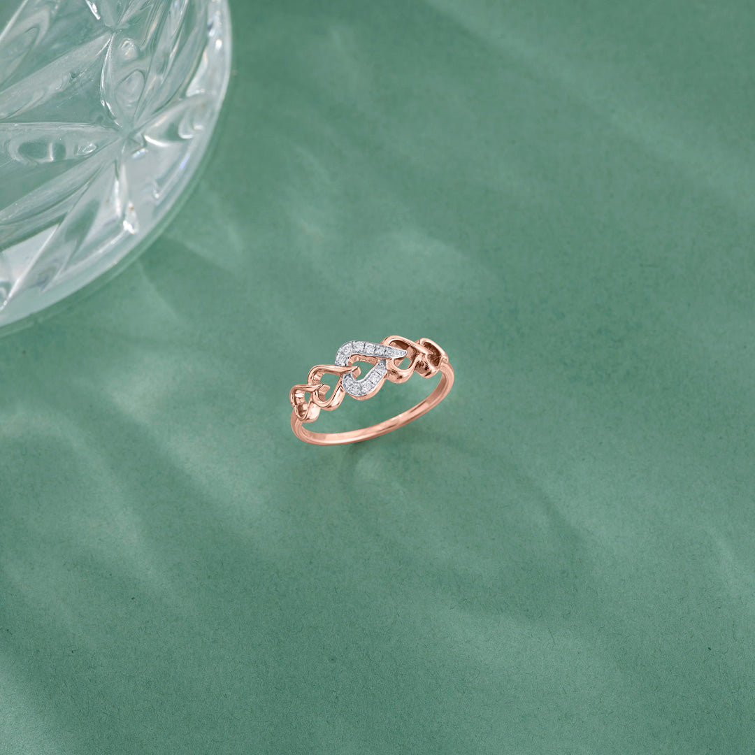 Heart Harmony Diamond & Gold Fashion Ring for Women