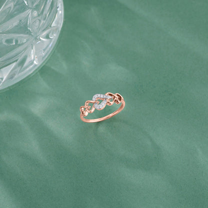 Heart Harmony Diamond & Gold Fashion Ring for Women