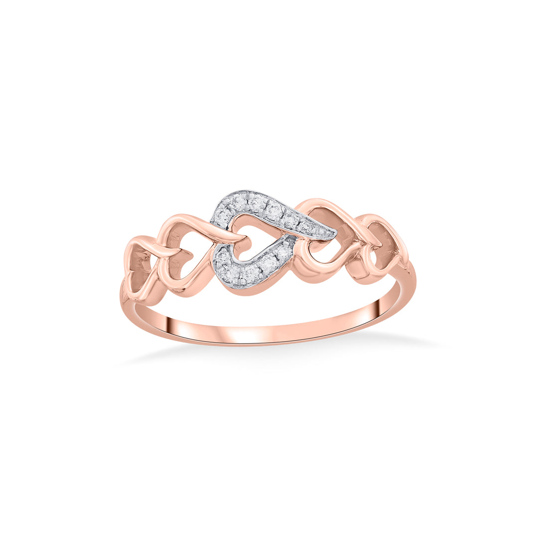 Heart Harmony Diamond & Gold Fashion Ring for Women