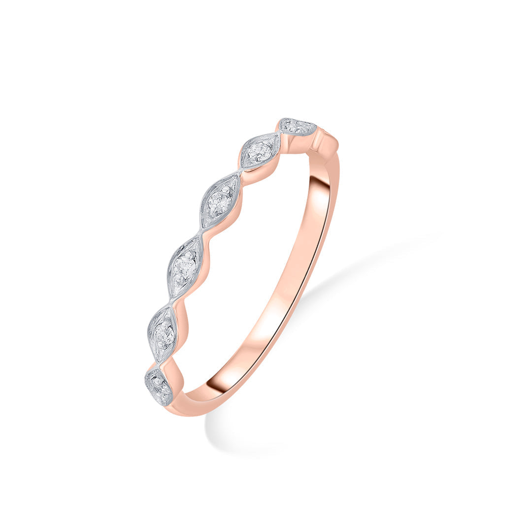 Wave Shine Diamond & Gold Casual Ring for Women