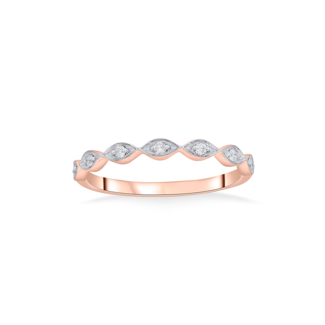 Wave Shine Diamond & Gold Casual Ring for Women