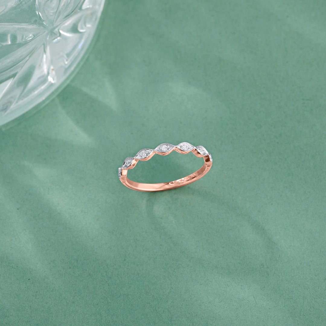 Wave Shine Diamond & Gold Casual Ring for Women