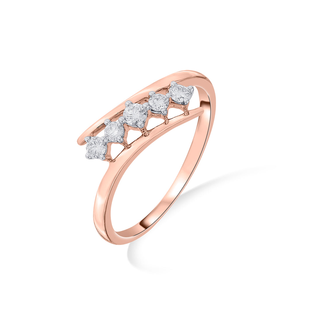 Swirl Link Diamond & Gold Fashion Ring for Women