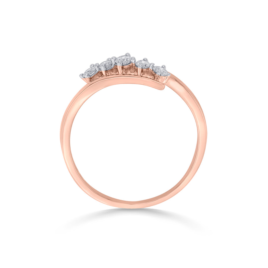 Swirl Link Diamond & Gold Fashion Ring for Women