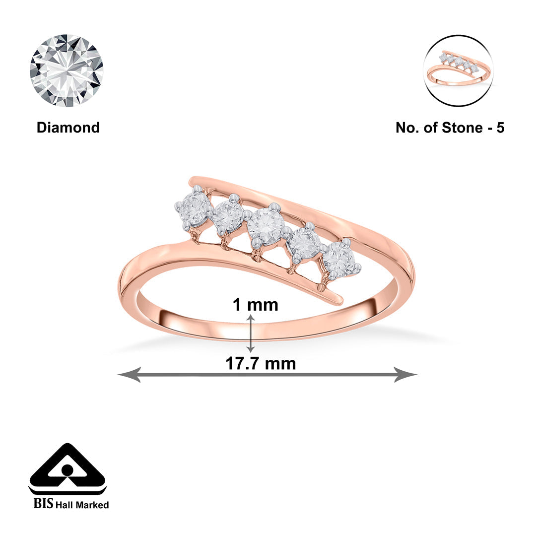 Swirl Link Diamond & Gold Fashion Ring for Women