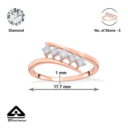 Swirl Link Diamond & Gold Fashion Ring for Women