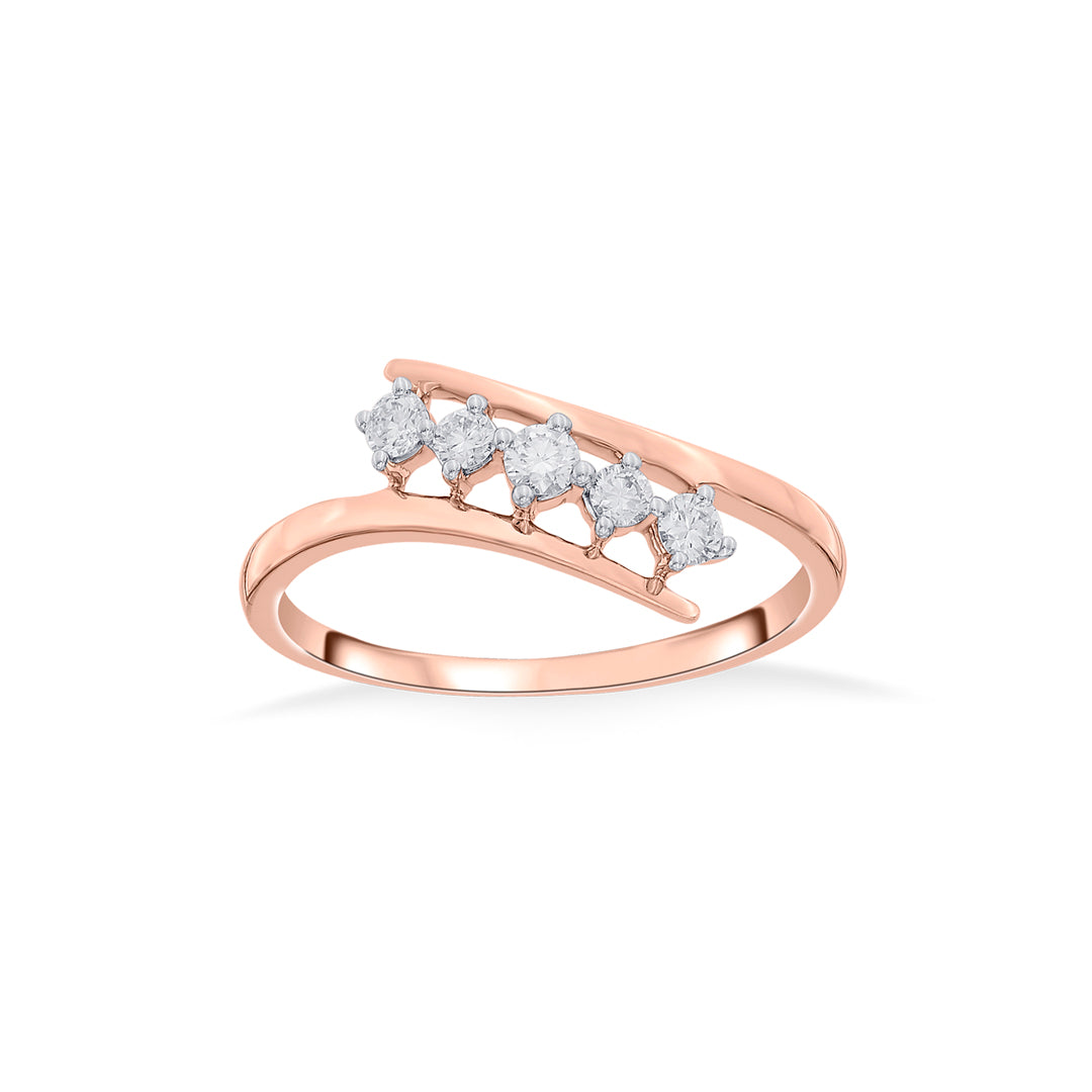 Swirl Link Diamond & Gold Fashion Ring for Women