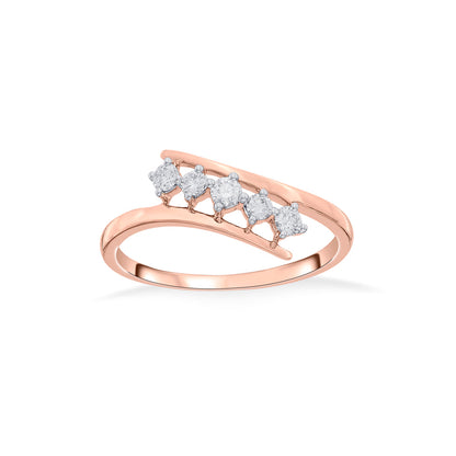 Swirl Link Diamond & Gold Fashion Ring for Women