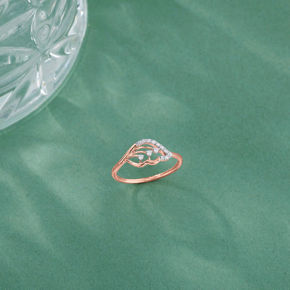 Petal Rise Diamond & Gold Casual Ring for Women