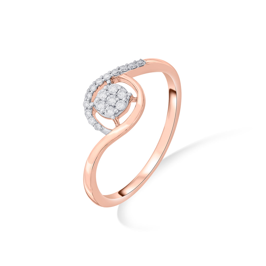 Dusk Bloom Diamond & Gold Casual Ring for Women