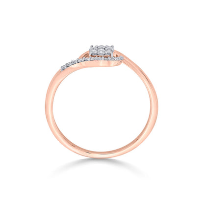 Dusk Bloom Diamond & Gold Casual Ring for Women