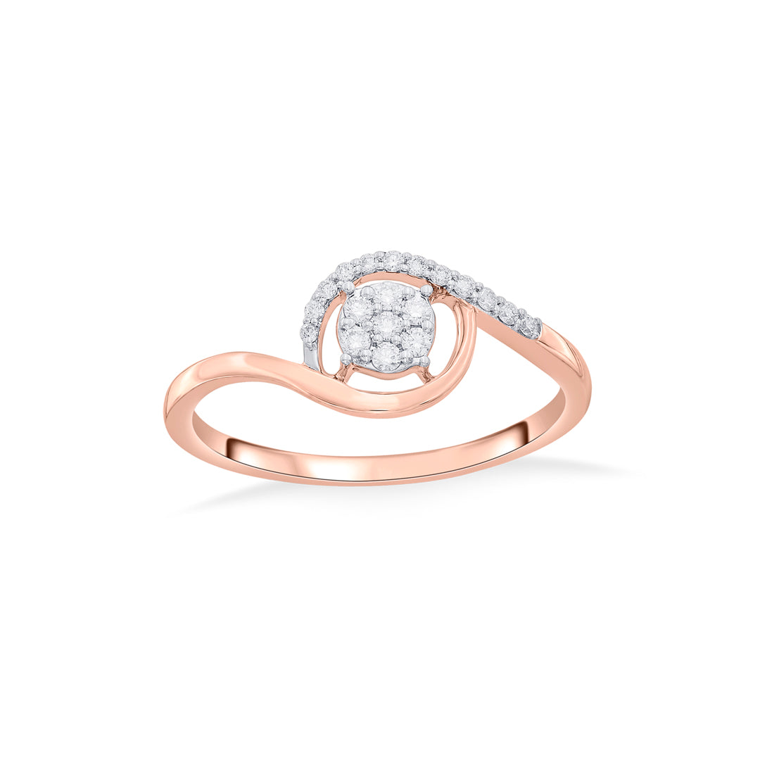 Dusk Bloom Diamond & Gold Casual Ring for Women