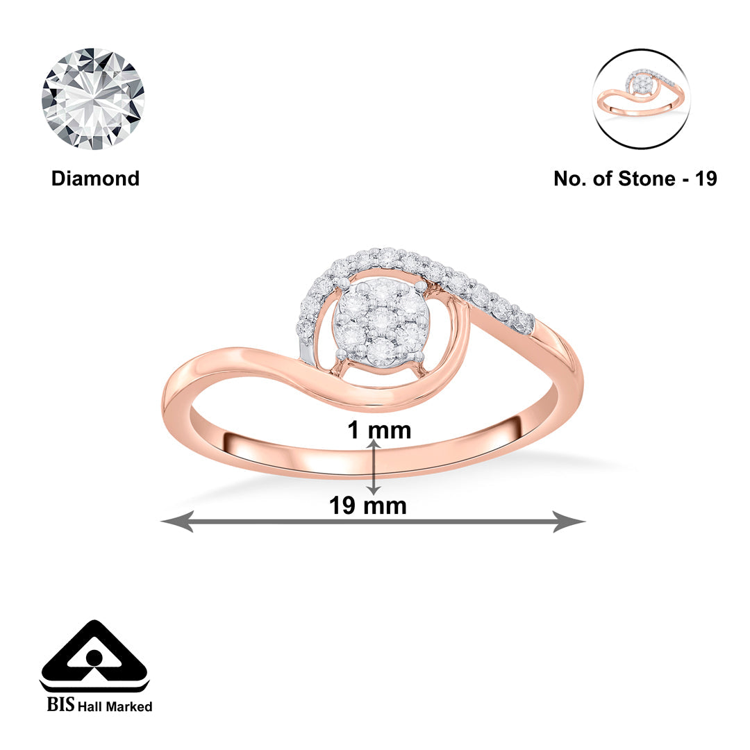 Dusk Bloom Diamond & Gold Casual Ring for Women