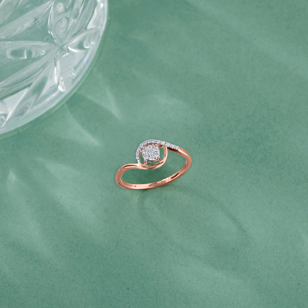 Dusk Bloom Diamond & Gold Casual Ring for Women