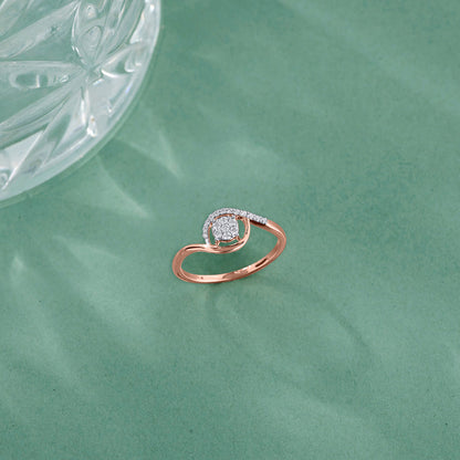 Dusk Bloom Diamond & Gold Casual Ring for Women