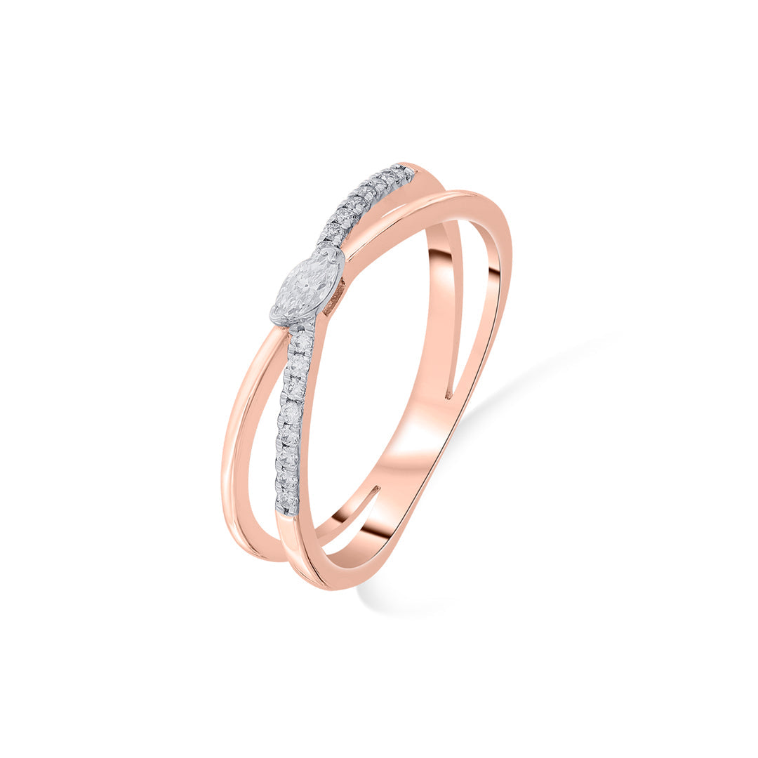 Cross Connect Diamond & Gold Fashion Ring for Women