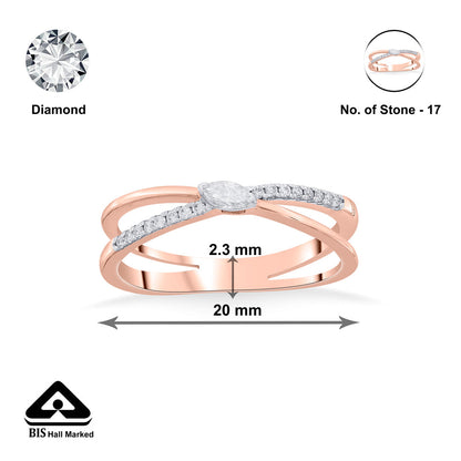 Cross Connect Diamond & Gold Fashion Ring for Women