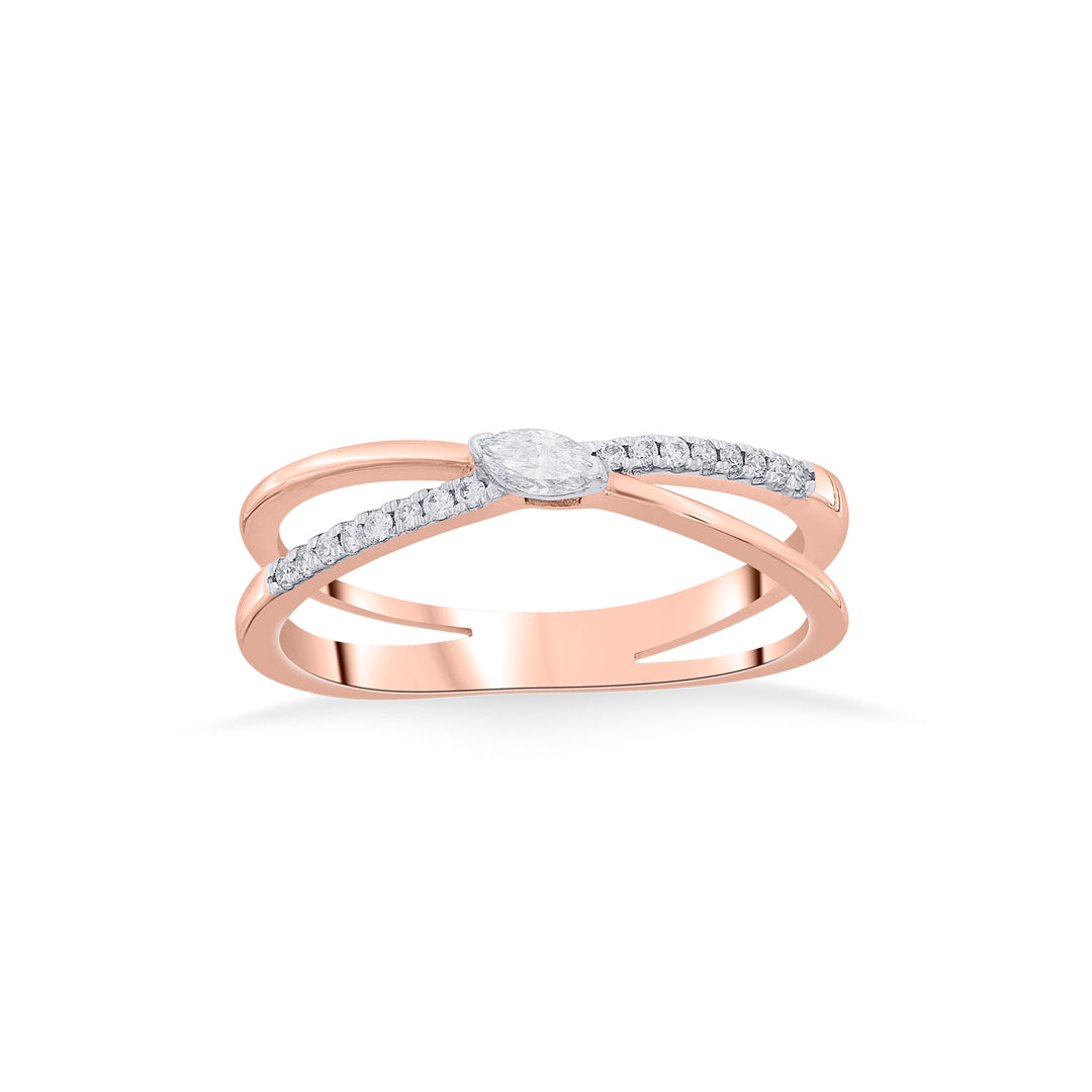 Cross Connect Diamond & Gold Fashion Ring for Women