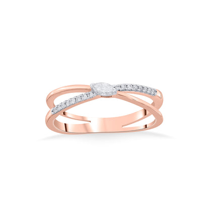 Cross Connect Diamond & Gold Fashion Ring for Women