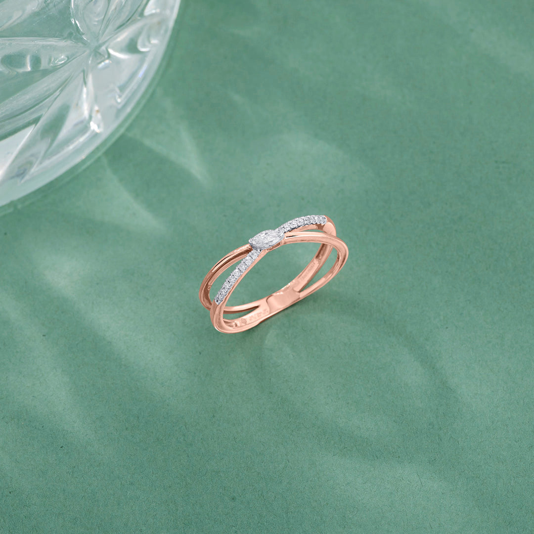 Cross Connect Diamond & Gold Fashion Ring for Women