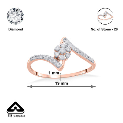 Studded Curve Diamond & Gold Fashion Ring for Women