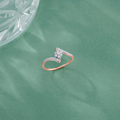 Studded Curve Diamond & Gold Fashion Ring for Women