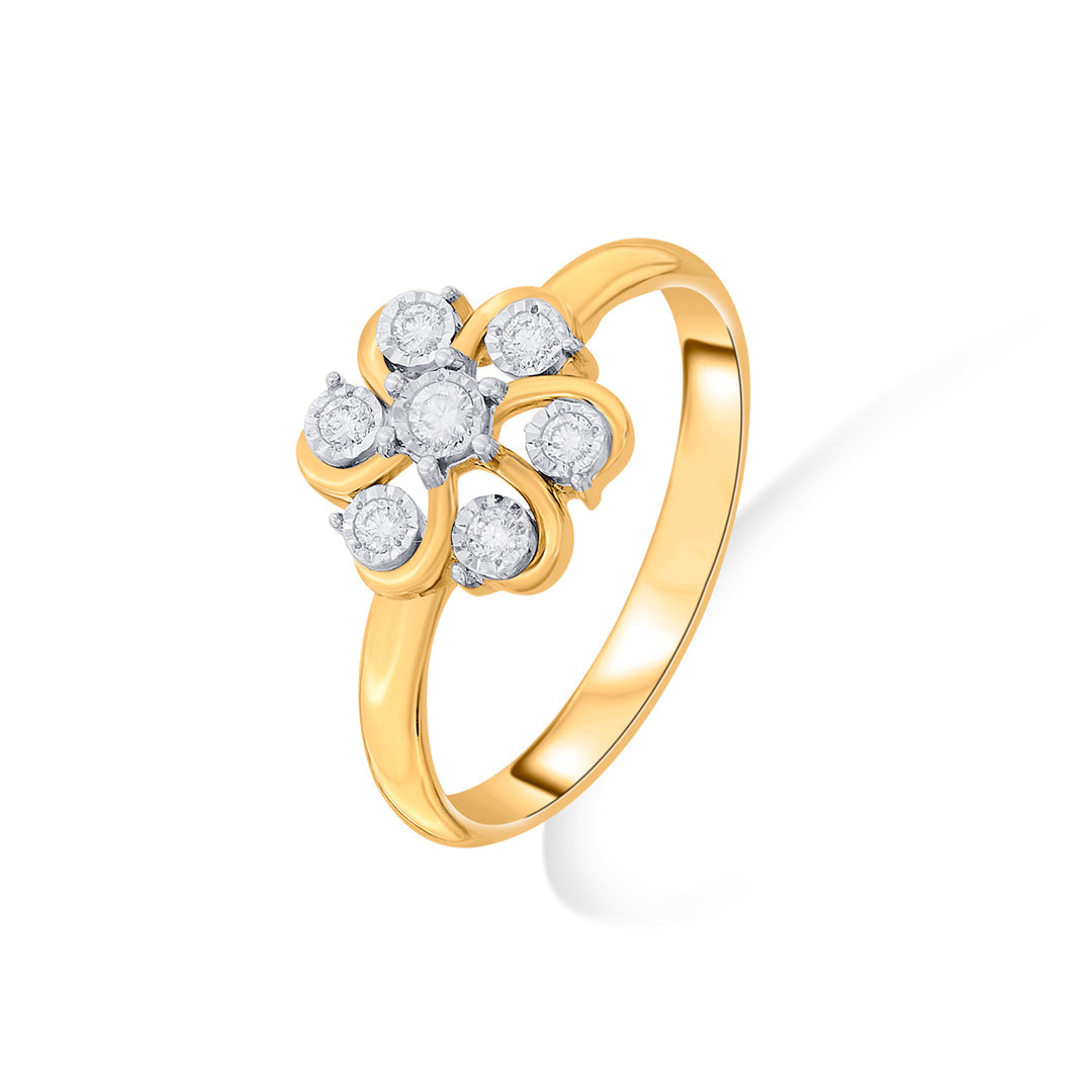 Bloom Flow Diamond & Gold Fashion Ring for Women