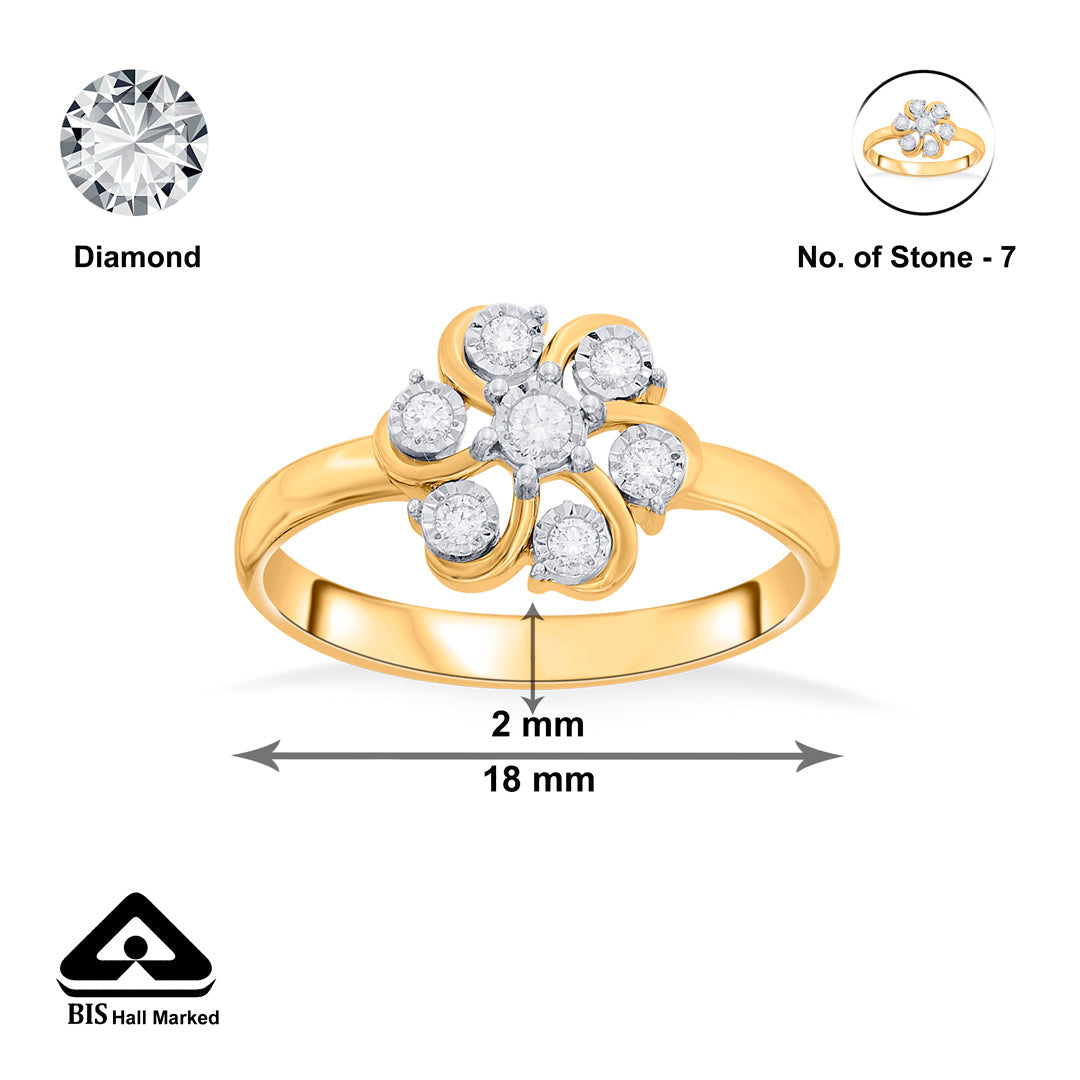 Bloom Flow Diamond & Gold Fashion Ring for Women