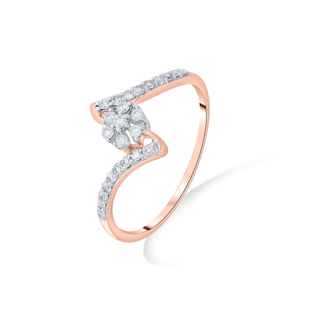 Bloom Swirl Diamond & Gold Fashion Ring for Women