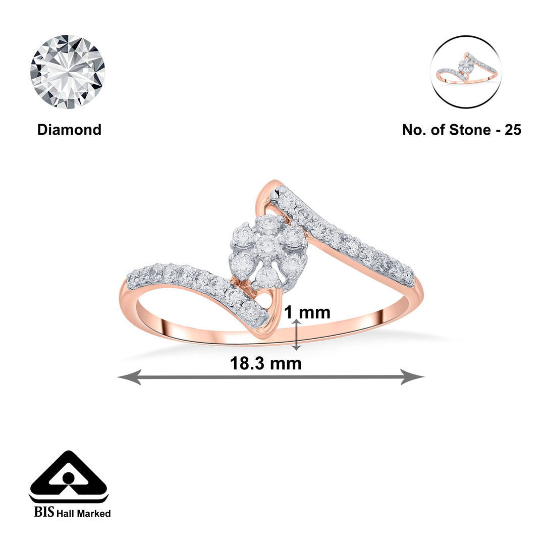 Bloom Swirl Diamond & Gold Fashion Ring for Women
