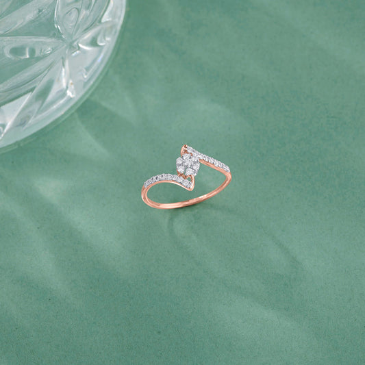 Bloom Swirl Diamond & Gold Fashion Ring for Women