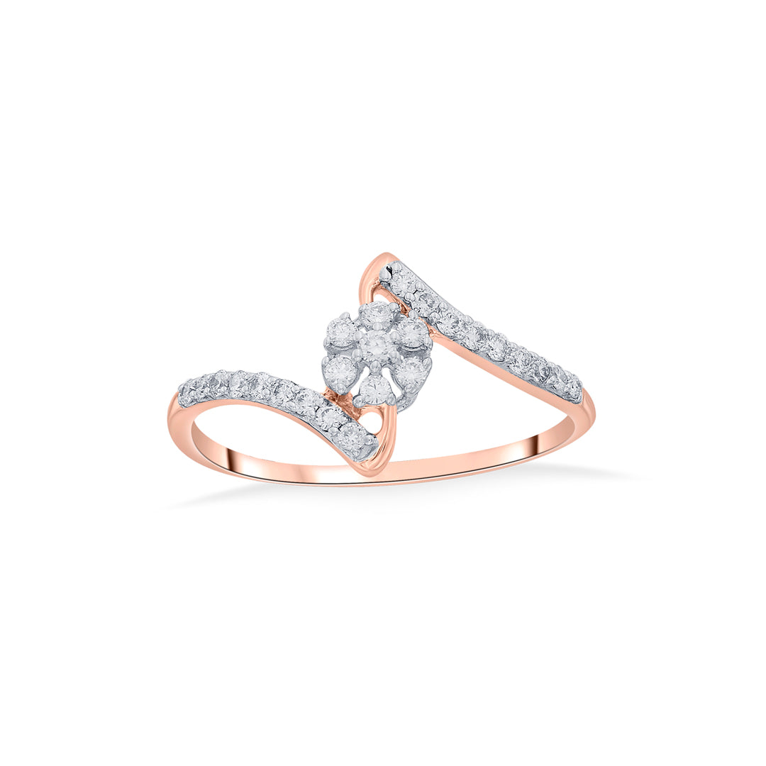 Bloom Swirl Diamond & Gold Fashion Ring for Women
