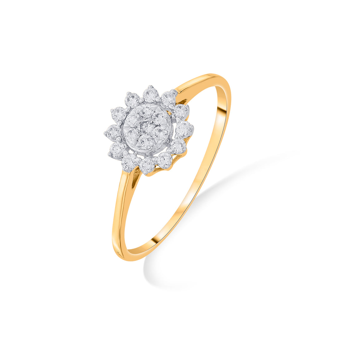 Aura Shine Diamond & Gold Casual Ring for Women