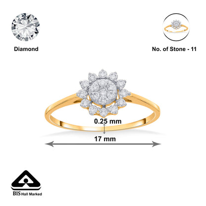 Aura Shine Diamond & Gold Casual Ring for Women