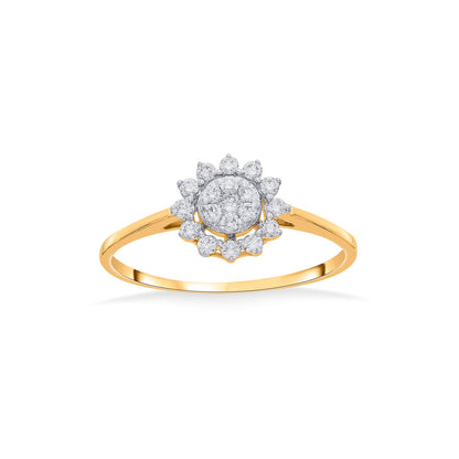 Aura Shine Diamond & Gold Casual Ring for Women
