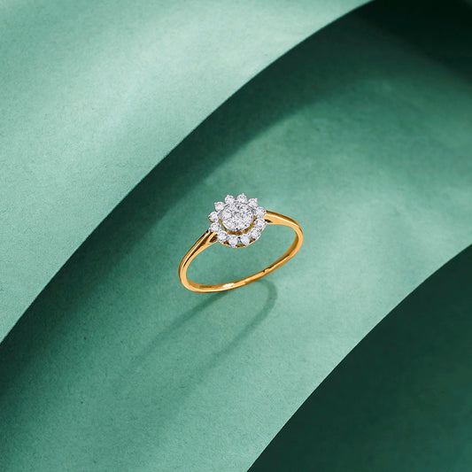 Aura Shine Diamond & Gold Casual Ring for Women