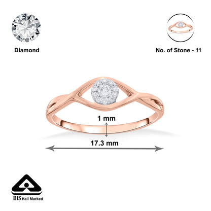 Evil Eye Shine Diamond & Gold Casual Ring for Women